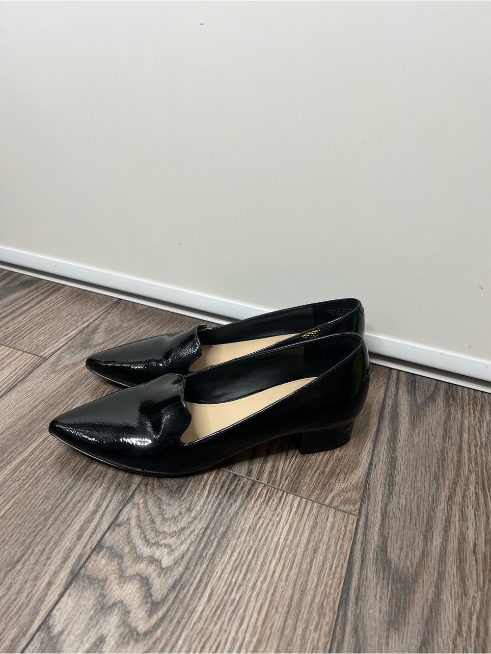 Aldo Black Patent Pointed Low Heel Loafers